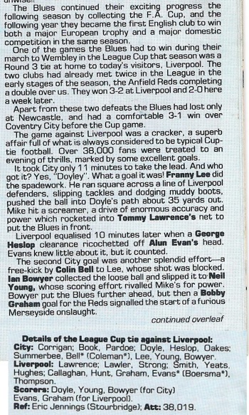 From match programme