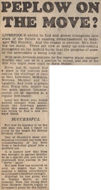 Steve Peplow on the move?