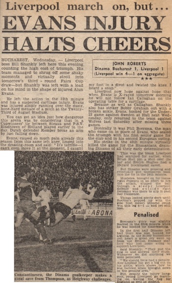 Evans injury halts cheers