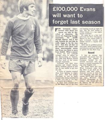 Evans wants to forget the 1969/70 season