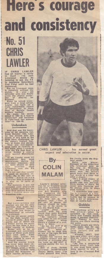 Consistency and courage the hallmarks of Lawler - profile prior to the 1971 final