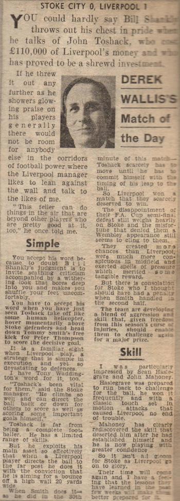 Shankly praises Toshack