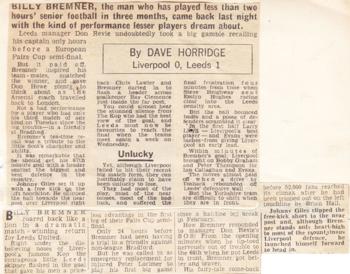 Billy Bremner's return ruins Liverpool's day