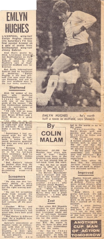 Spotlight on Emlyn Hughes before the 1971 FA Cup final