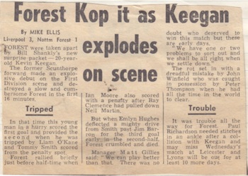 Forest kop it as Keegan explodes on the scene