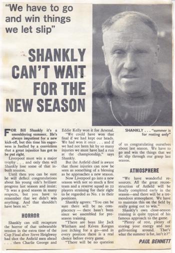 Shankly can't wait for the 1971/72 season