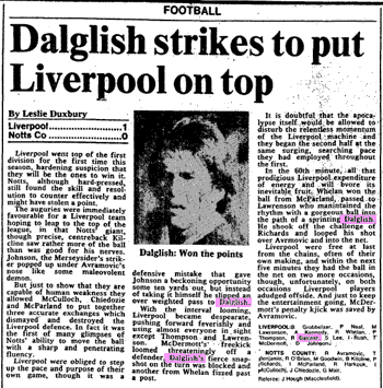 Dalglish strikes to put Liverpool on top - The Times