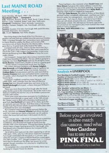 From match programme