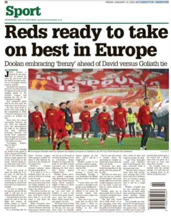 Accrington Observer Backpage (Before match)