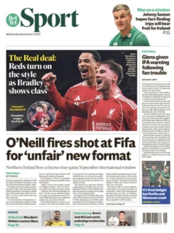 Belfast Telegraph Backpage