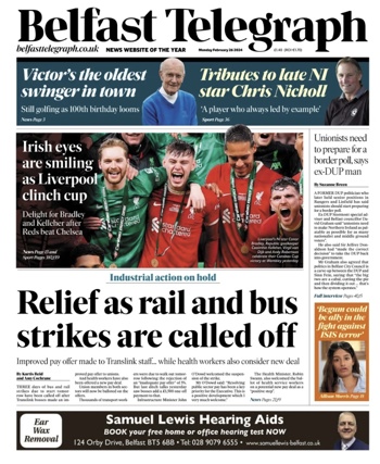 Belfast Telegraph Frontpage