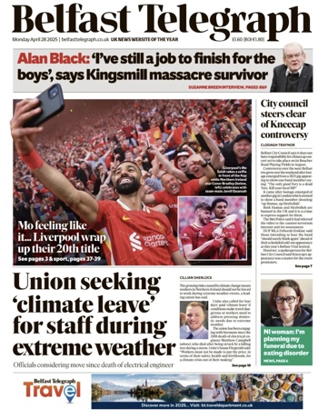Belfast Telegraph Frontpage