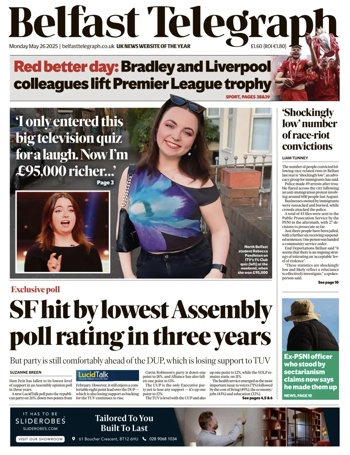 Belfast Telegraph Frontpage