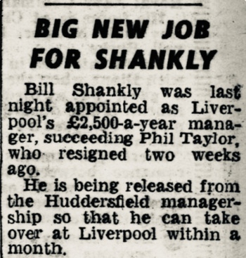 Big new Job For Shankly - 1 Dec 1959