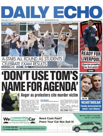 Bournemouth Echo Frontpage (Before match)
