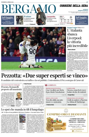 Corriere Della Bergamo Sport Cover