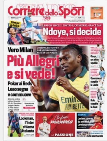 Corriere Dello Sport Cover (Lombardy)