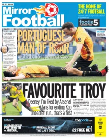 Daily Mirror Football Cover