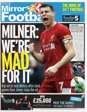 Daily Mirror Football Cover