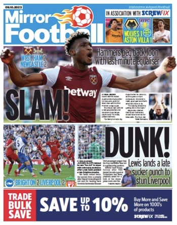 Daily Mirror Football Cover