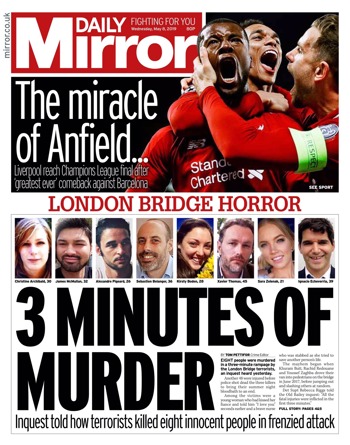 Daily Mirror Frontpage