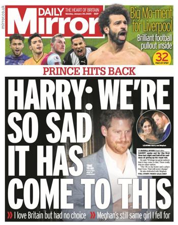 Daily Mirror Frontpage