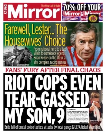 Daily Mirror Frontpage