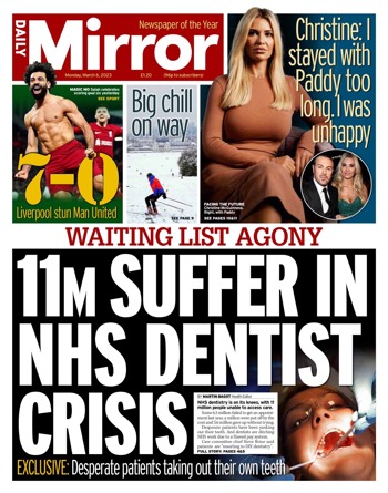 Daily Mirror Frontpage