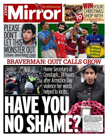 Daily Mirror Frontpage