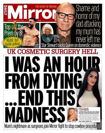 Daily Mirror Frontpage