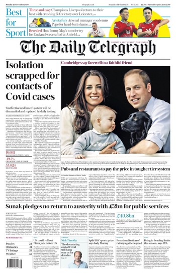 Daily Telegraph Frontpage
