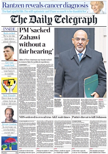 Daily Telegraph Frontpage