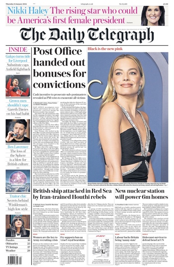 Daily Telegraph Frontpage