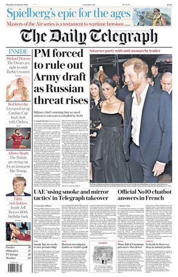 Daily Telegraph Frontpage