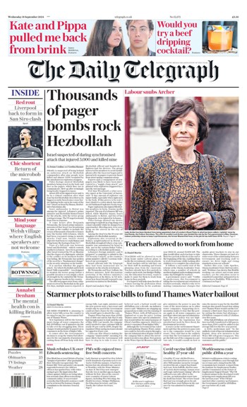 Daily Telegraph Frontpage