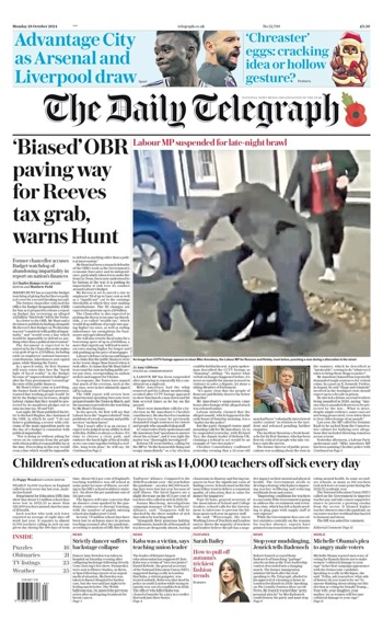 Daily Telegraph Frontpage