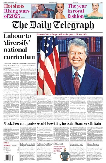 Daily Telegraph Frontpage