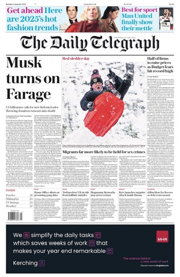 Daily Telegraph Frontpage