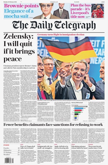 Daily Telegraph Frontpage