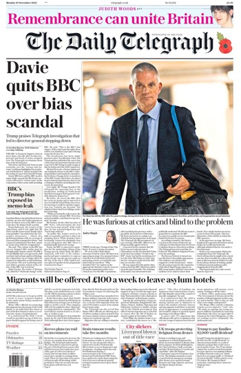 Daily Telegraph Frontpage