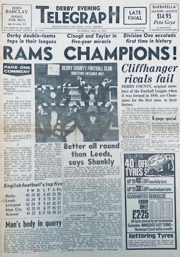 Derby Evening Telegraph Frontpage