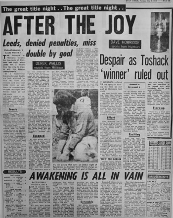 Despair As Toshack Winner Ruled Out