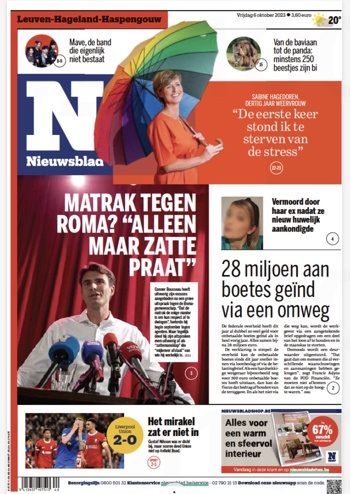 Het Nieuwsblad Frontpage
