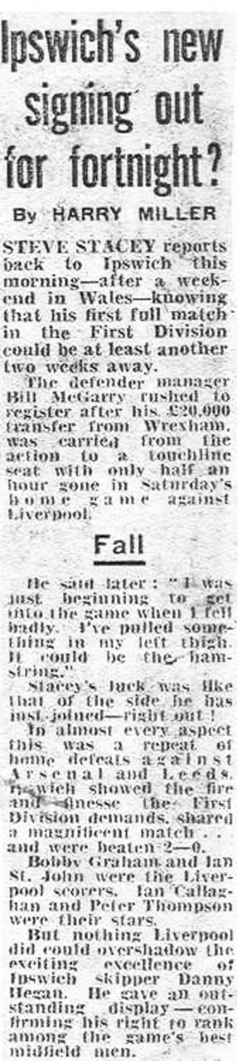 Ipswich New Signing Out For Fortnight