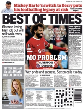 Irish Daily Mail Backpage