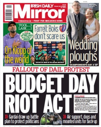 Irish Daily Mirror Frontpage