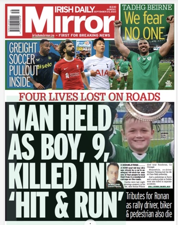 Irish Daily Mirror Frontpage