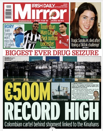 Irish Daily Mirror Frontpage