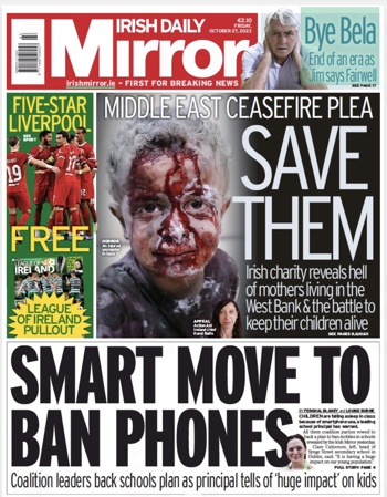 Irish Daily Mirror Frontpage