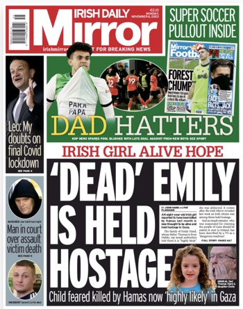 Irish Daily Mirror Frontpage